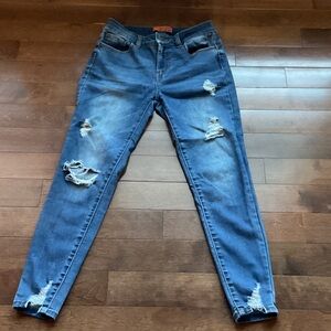 Wax Jean Women's Distressed Denim Skinny Jeans.  “Butt, l love You”